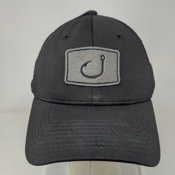 Avid Hook Logo Snapback Mesh Back Trucker Hat Black OSFM Embroidered - Picture 2 of 9